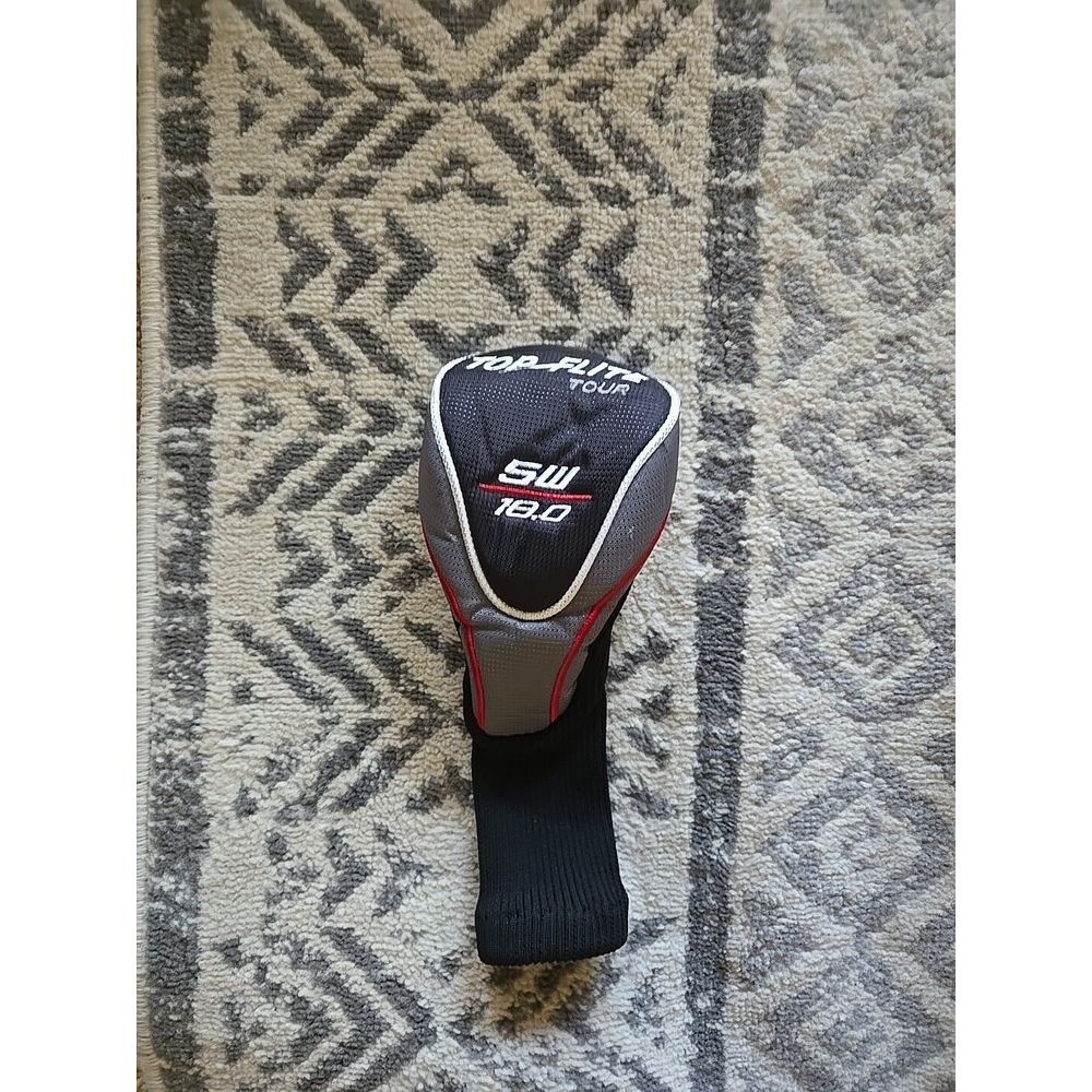 Men's Top Elite Golf 5W 18.0 Headcover ~ Condition HC Black Gray Red EUC